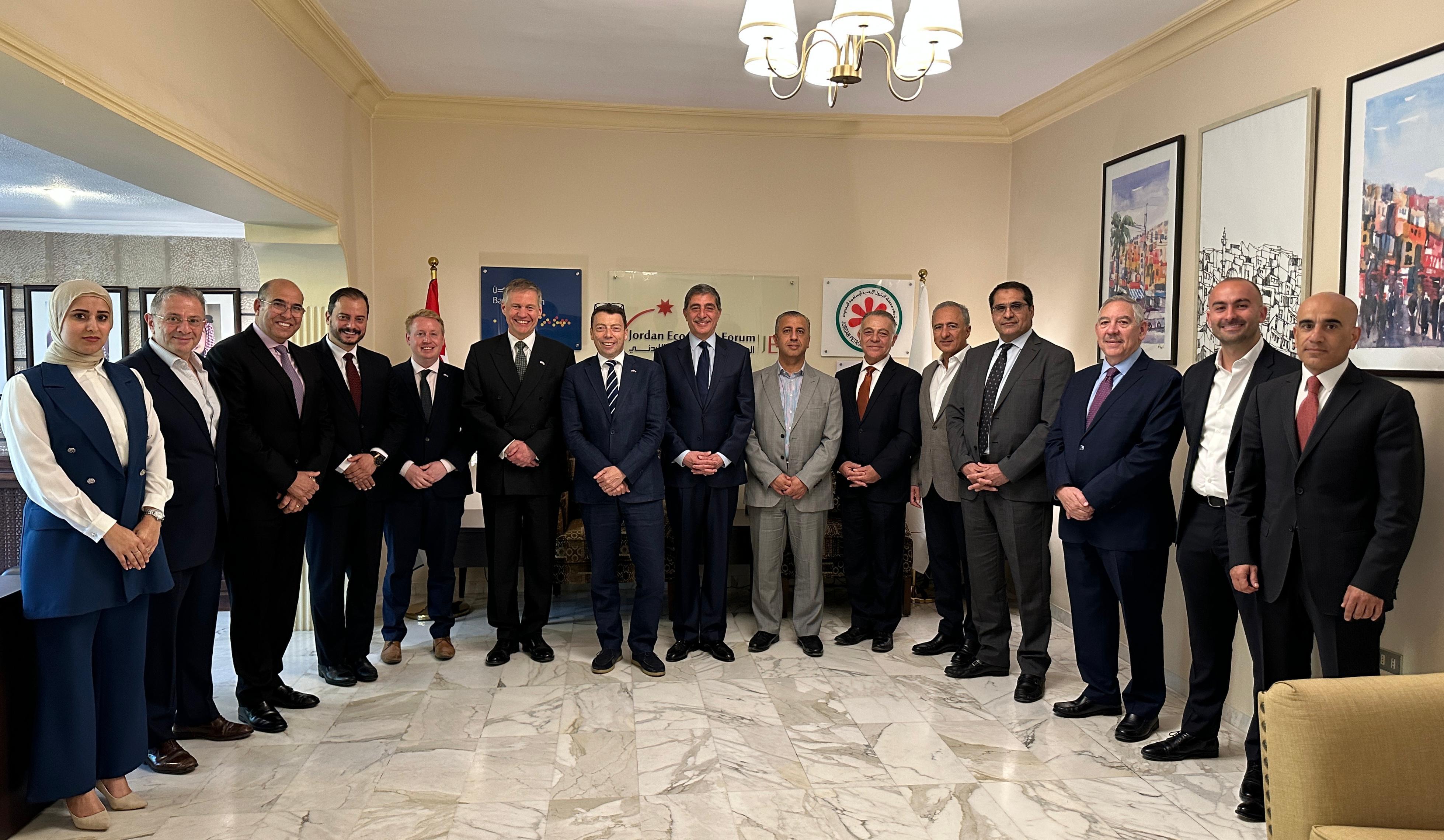 The Jordan Economic Forum holds a meeting with new UK Trade Envoy to Jordan Lord Iain McNicol to explore prospects for enhanced cooperation and investment (Photo Courtesy of Jordan Economic Forum)
